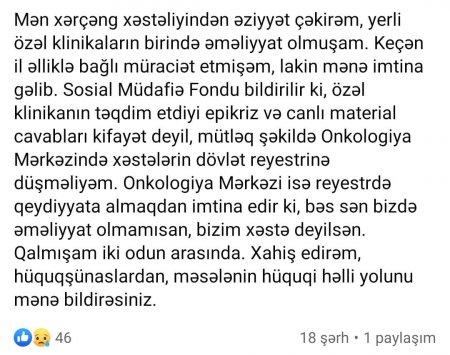 DSMF xərçəng xəstəsini QAPILARDA QOYUB...