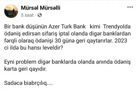 “Azər Türk Bank” müştərisini peşman etdi...